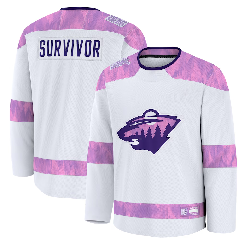 Tlead M.Wild White Hockey Fights Cancer Survivor Practice Jerseys