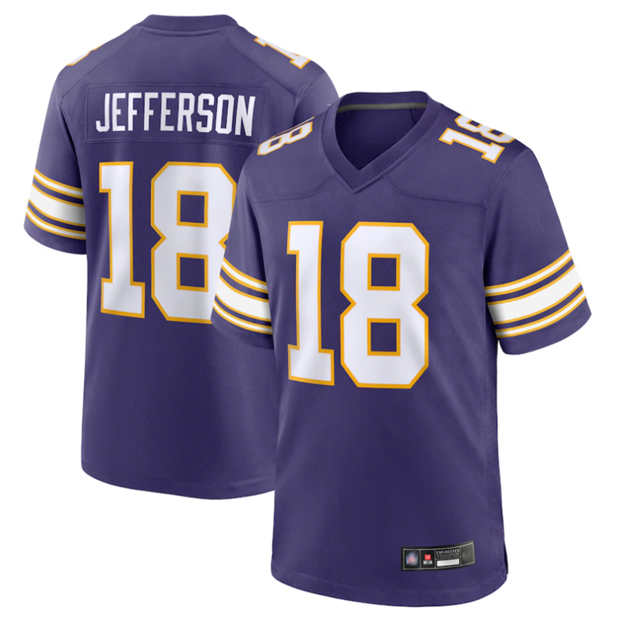 Tlead MN.Vikings #18 Justin Jefferson Player Purple Classic Limited Game Stitched Jerseys