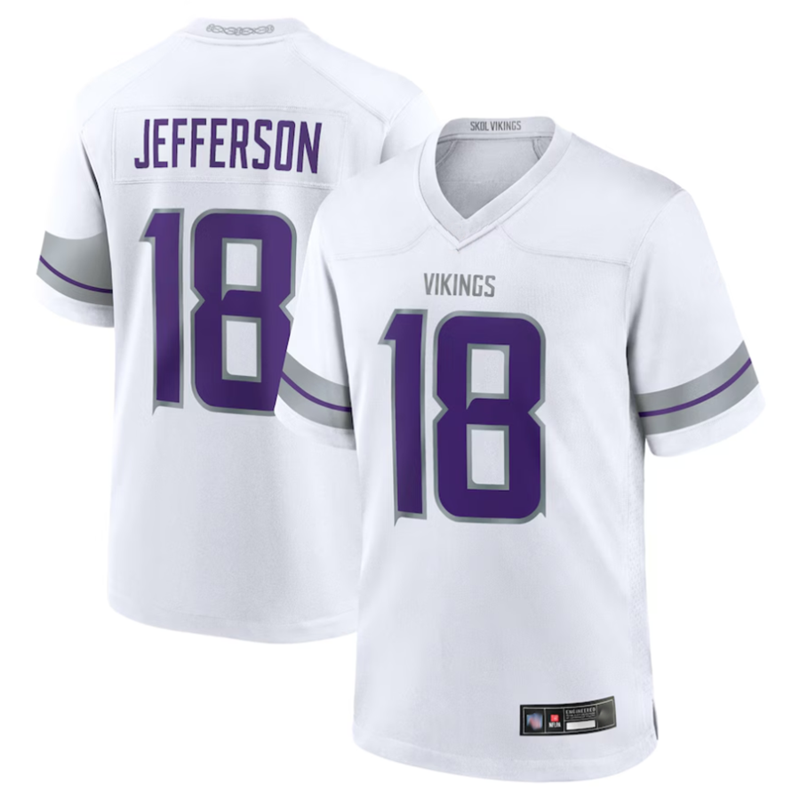Tlead MN.Vikings #18 Justin Jefferson Player White Replica Game Stitched Jerseys