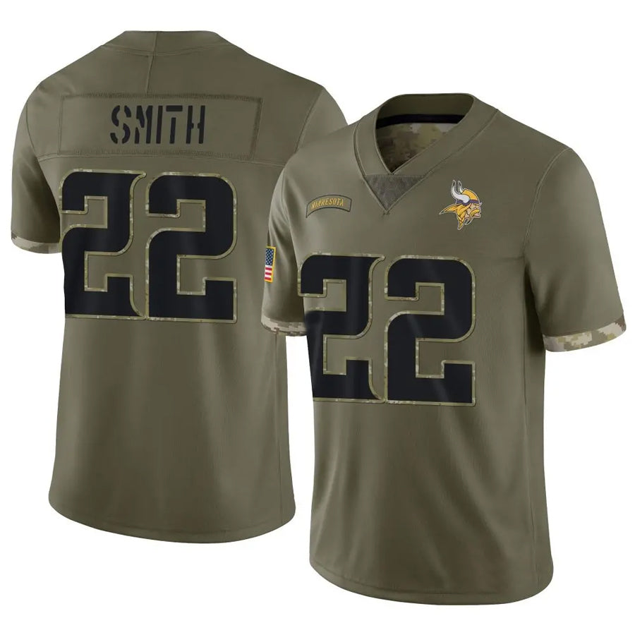Tlead MN.Vikings #22 Harrison Smith Player Salute To Service Limited Olive Stitched Jerseys