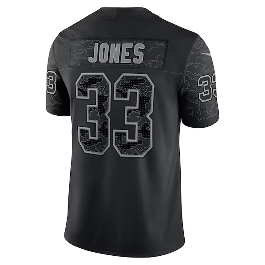 Tlead MN.Vikings #33 Aaron Jones Player Black REFLECTIVE Limited Stitched Jerseys