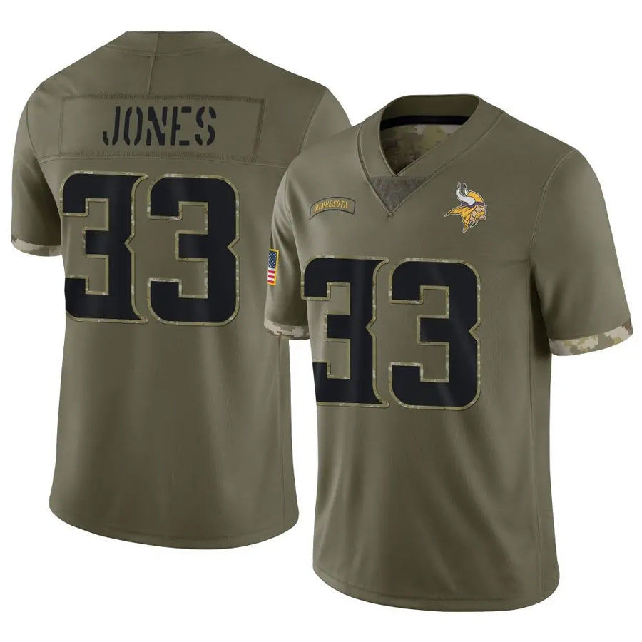 Tlead MN.Vikings #33 Aaron Jones Player Salute To Service Limited Olive Stitched Jerseys