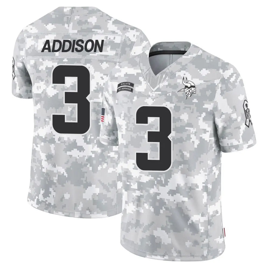 Tlead MN.Vikings #3 Jordan Addison Player Arctic Camo Salute to Service Limited Stitched Jerseys