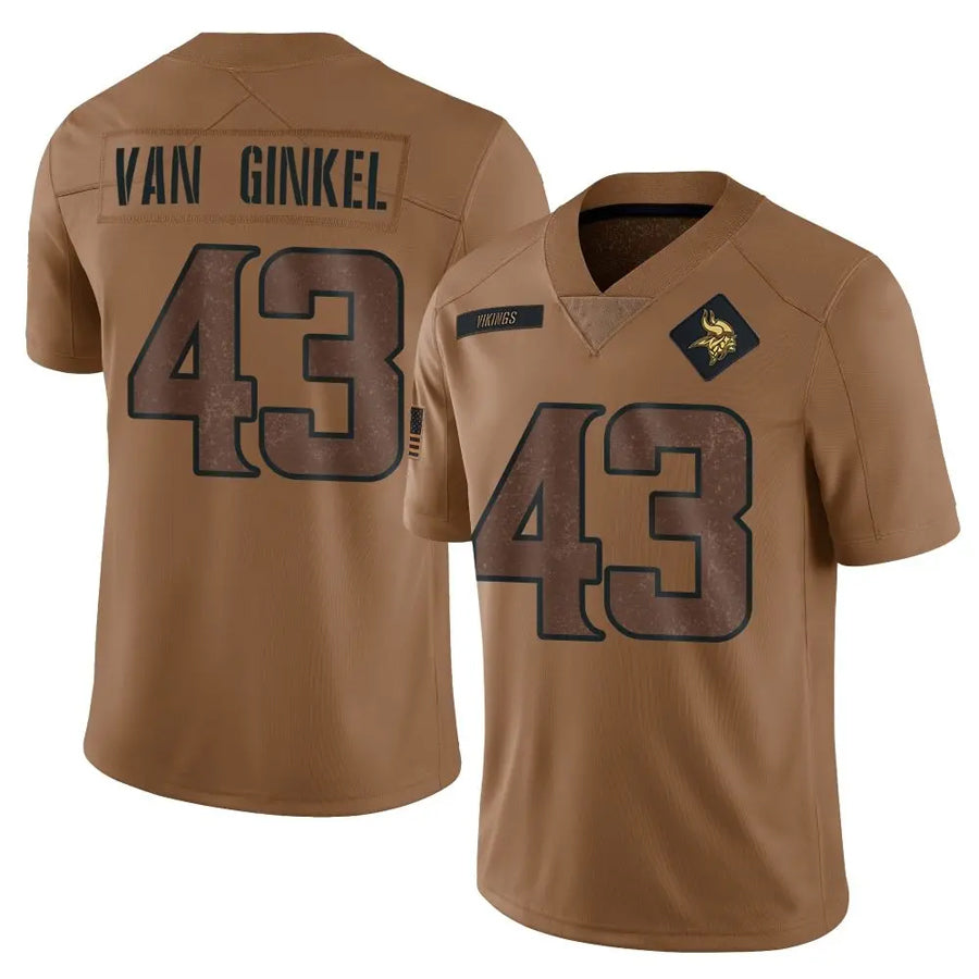 Tlead MN.Vikings #43 Andrew Van Ginkel Player Brown Salute To Service Limited Stitched Jerseys