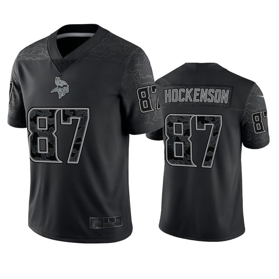 Tlead MN.Vikings #87 T.J. Hockenson Player Black REFLECTIVE Limited Stitched Jerseys