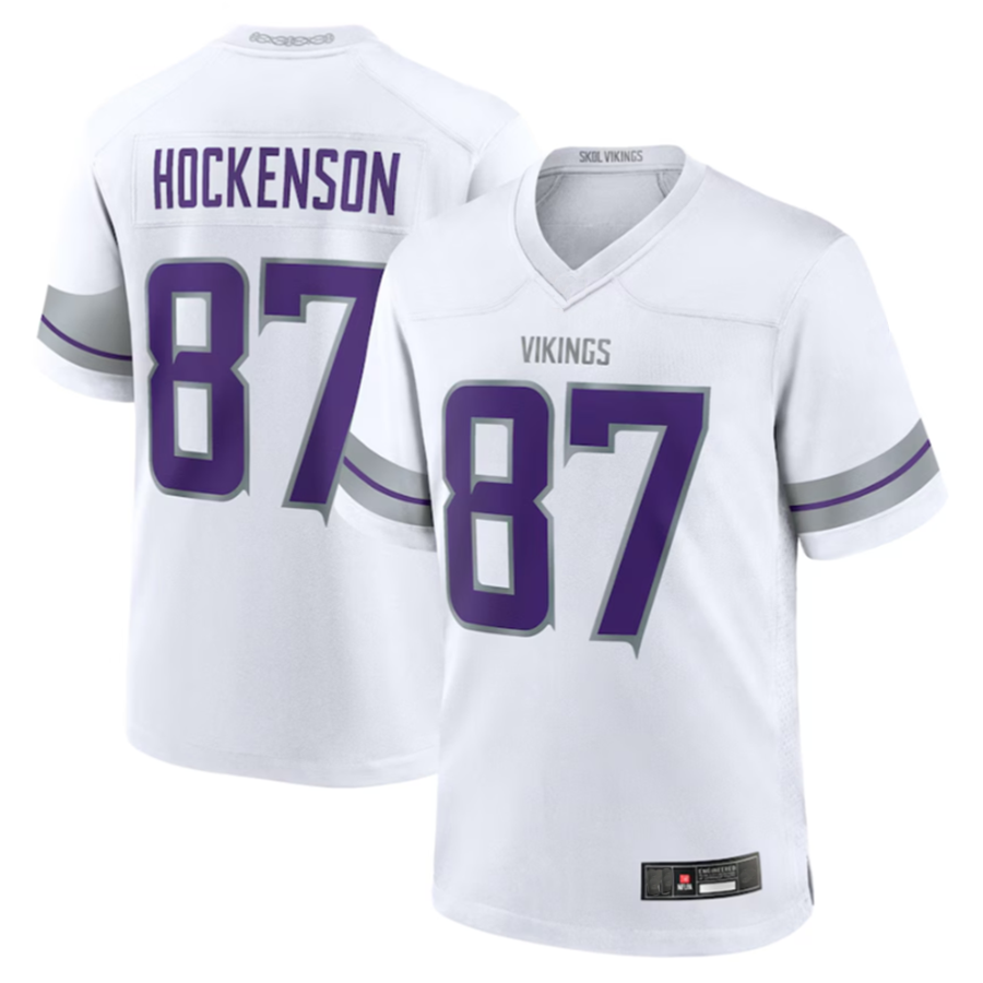 Tlead MN.Vikings #87 T.J. Hockenson Player White Alternate Game Stitched Jerseys