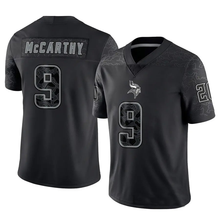 Tlead MN.Vikings #9 J.J. McCarthy Player Black REFLECTIVE Limited Stitched Jerseys