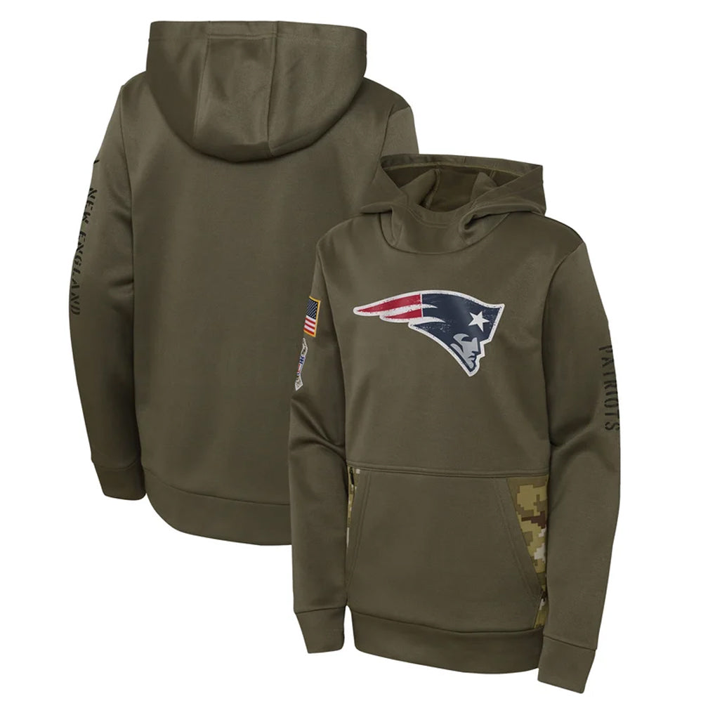 Tlead NE.Patriots Olive Salute to Service Pullover Hoodies Home Game Blank Player Stitched Jerseys