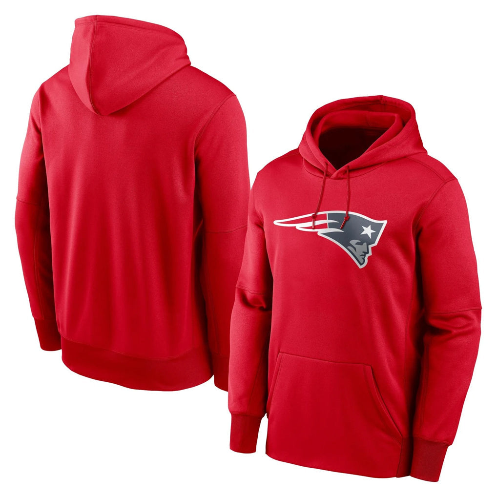 Tlead NE.Patriots Red LOGO Pullover Hoodies Home Game Blank Player Stitched Jerseys