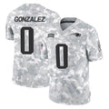 Tlead NE.Patriots #0 Christian Gonzalez Player Arctic Camo Salute To Service Limited Game Stitched Jerseys