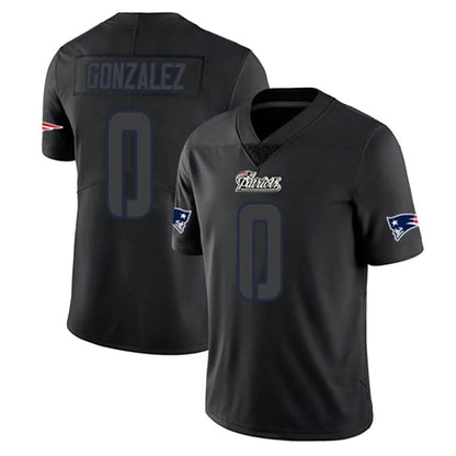 Tlead NE.Patriots #0 Christian Gonzalez Player Black Impact LImited Home Game Stitched Jerseys