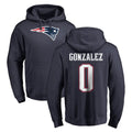 Tlead NE.Patriots #0 Christian Gonzalez Player Navy LOGO Pullover Hoodies Home Game Stitched Jerseys