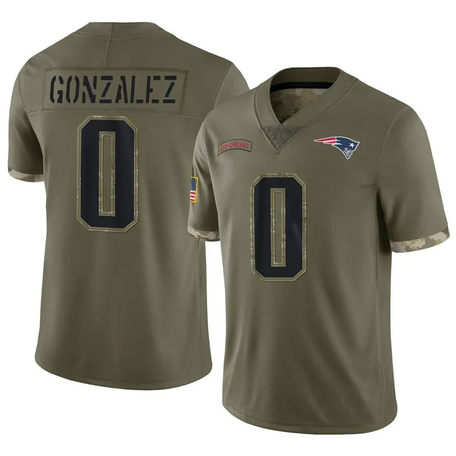 Tlead NE.Patriots #0 Christian Gonzalez Player Olive Salute To Service Limited Stitched Jerseys