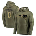Tlead NE.Patriots #0 Christian Gonzalez Player Olive Salute to Service Pullover Hoodies Home Game Stitched Jerseys