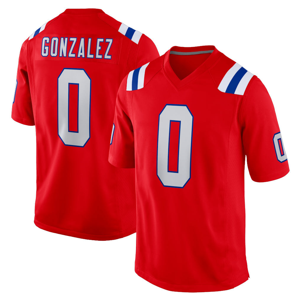 Tlead NE.Patriots #0 Christian Gonzalez Player Red Home Game Stitched Jerseys