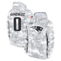 Tlead NE.Patriots #0 Christian Gonzalez Player Salute to Service Hoodies Stitched Jerseys