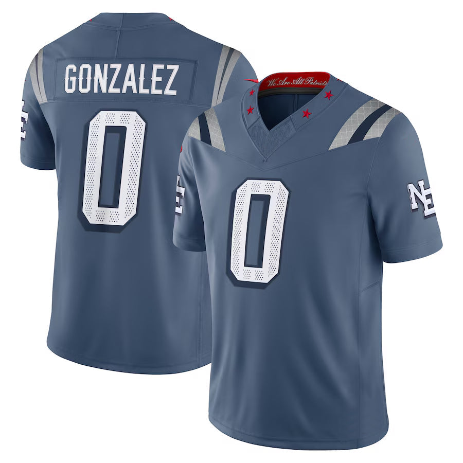 Tlead NE.Patriots #0 Christian Gonzalez Player Storm Blue Rivalries Collection Limited Stitched Jerseys