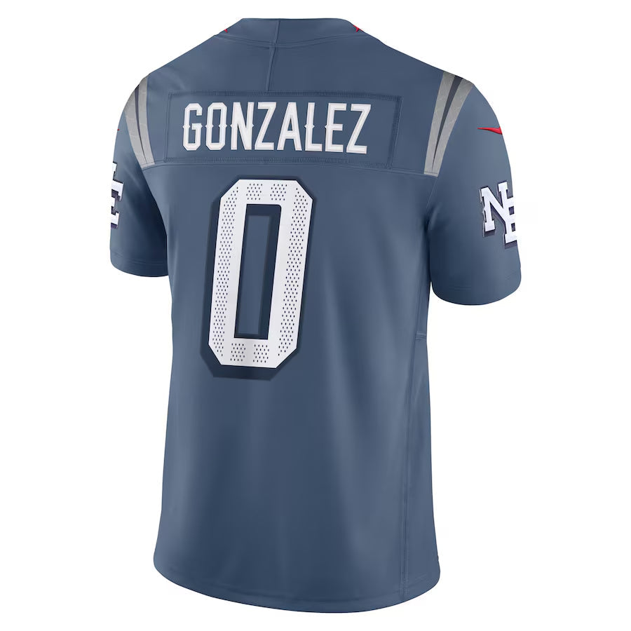 Tlead NE.Patriots #0 Christian Gonzalez Player Storm Blue Rivalries Collection Limited Stitched Jersey