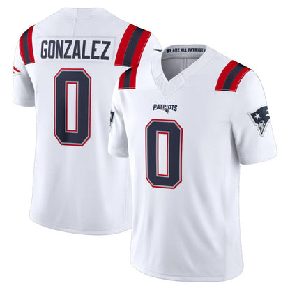 Tlead NE.Patriots #0 Christian Gonzalez Player White Limited Vapor F.U.S.E. Home Game Stitched Jerseys