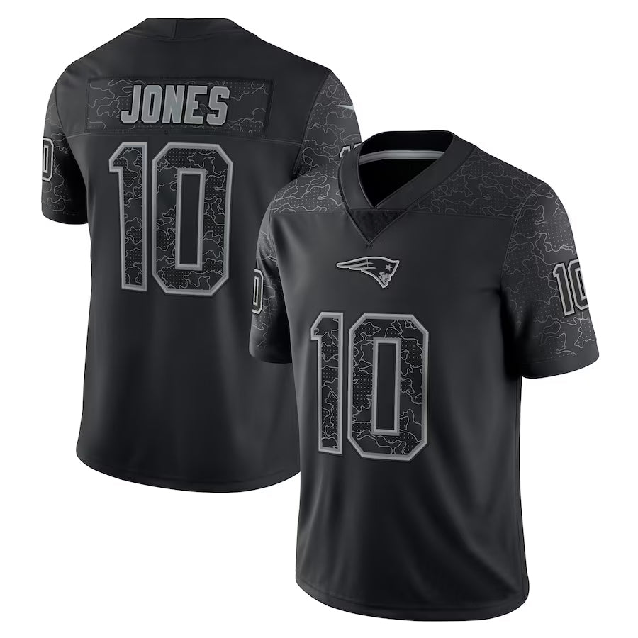 Tlead NE.Patriots #10 Drake Maye Player Black REFLECTIVE Limited Stitched Jerseys