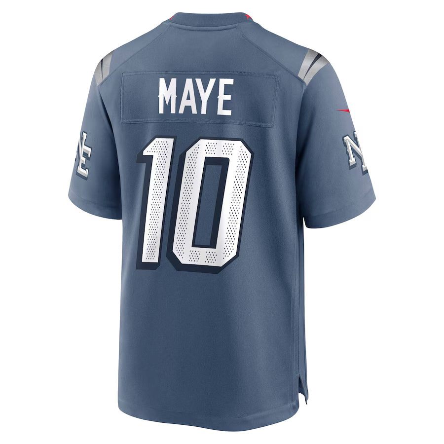 Tlead NE.Patriots #10 Drake Maye Player Storm Blue Rivalries Collection Game Stitched Jersey