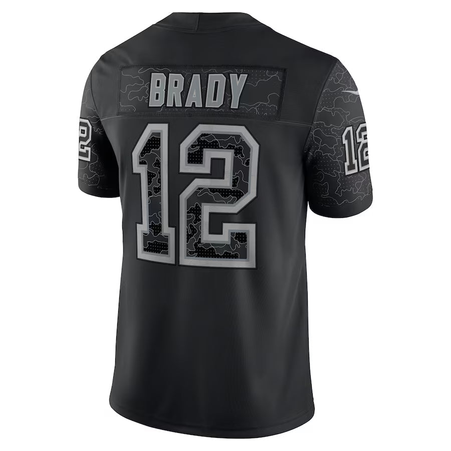 Tlead NE.Patriots #12 Tom Brady Player Black Reflective Limited Stitched Jerseys