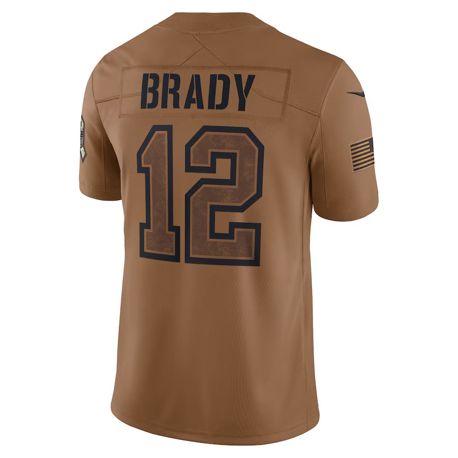 Tlead NE.Patriots #12 Tom Brady Player Brown Salute To Service Limited Stitched Jerseys