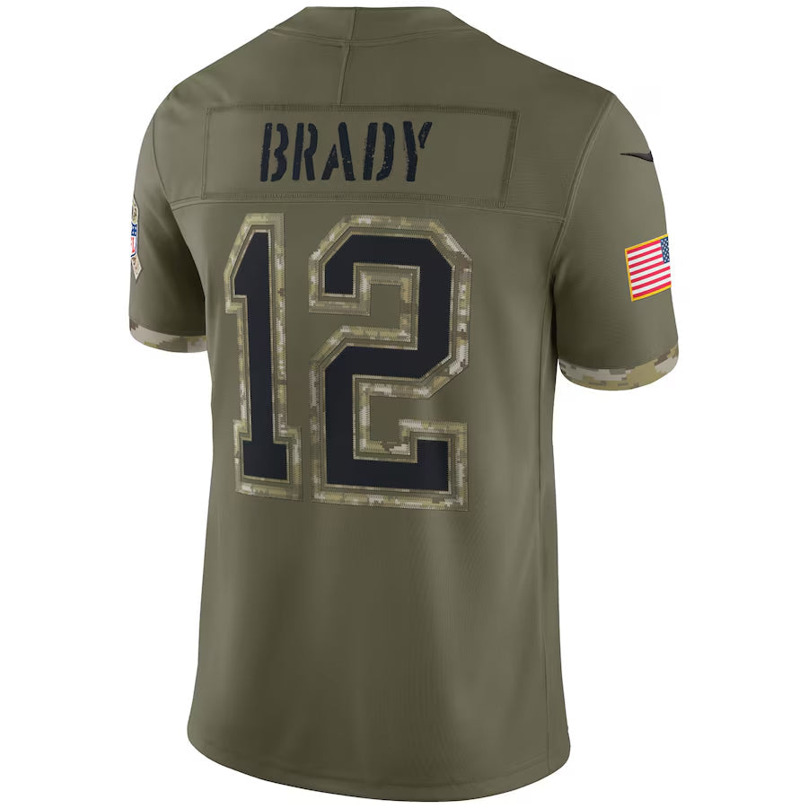 Tlead NE.Patriots #12 Tom Brady Player Olive Salute To Service Limited Stitched Jerseys