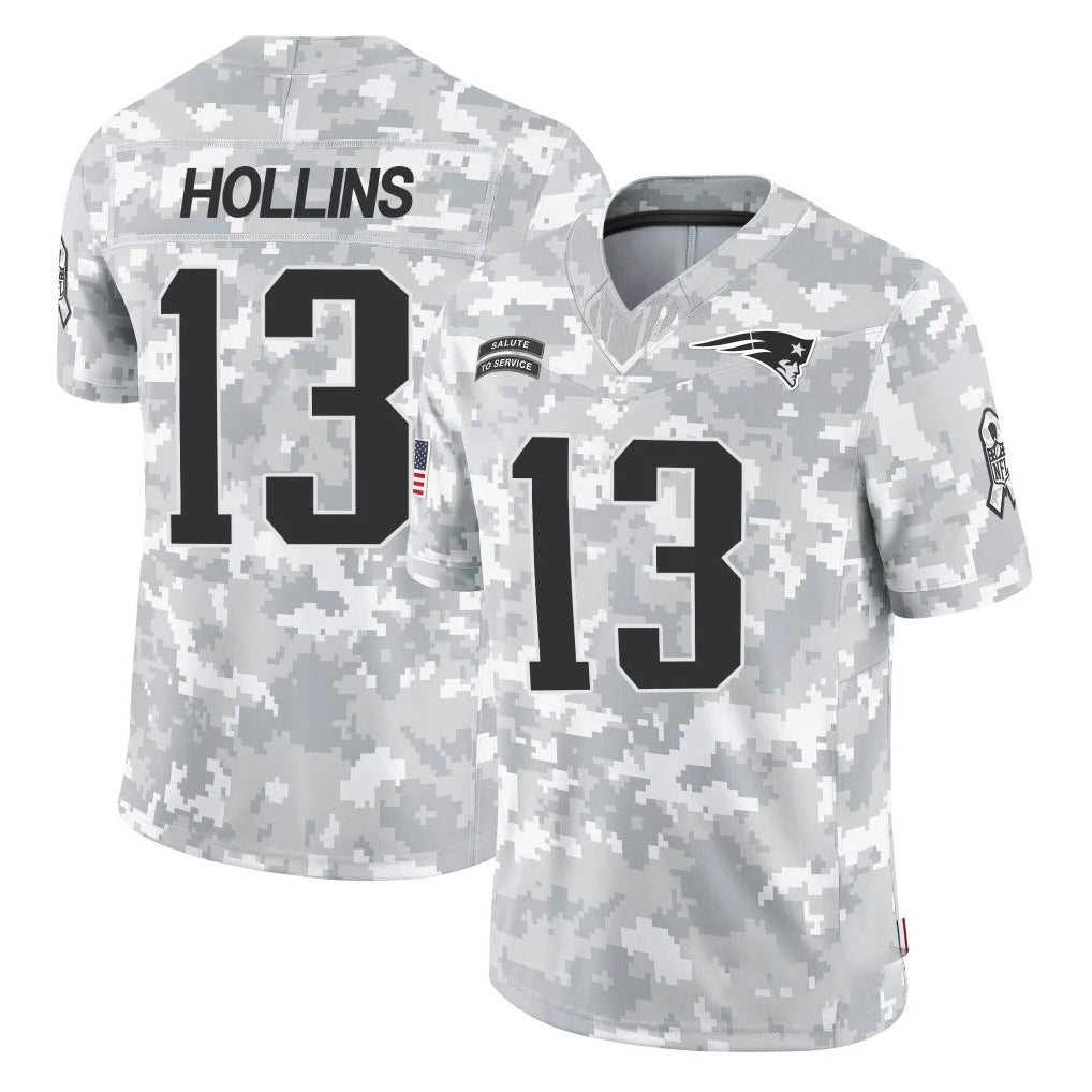 Tlead NE.Patriots #13 Mack Hollins Player Arctic Camo Salute To Service Limited Game Stitched Jerseys