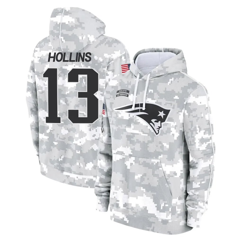 Tlead NE.Patriots #13 Mack Hollins Player Arctic Camo Salute to Service Pullover Hoodies Limited Game Stitched Jerseys