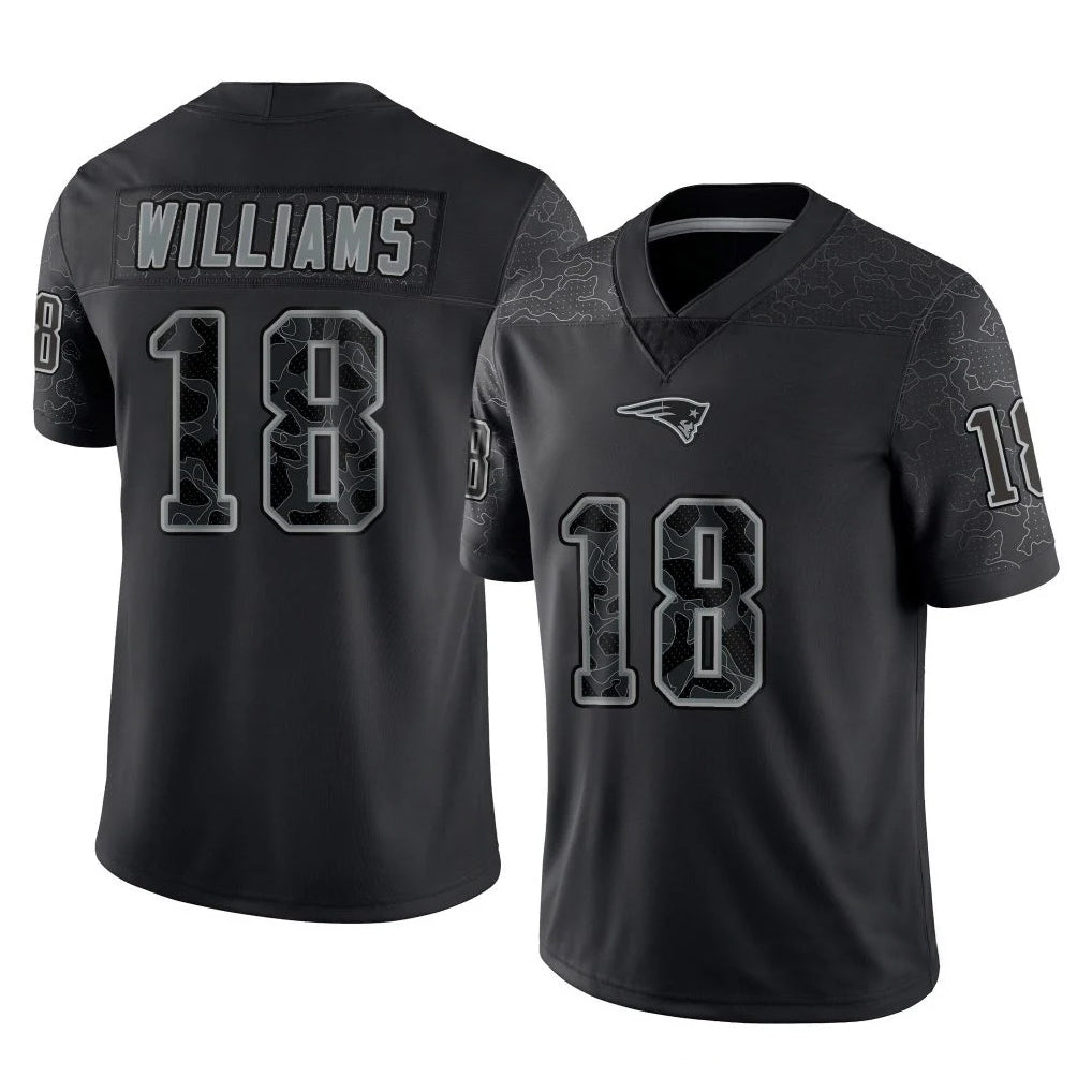 Tlead NE.Patriots #18 Kyle Williams Player Black Reflective LImited Home Game Stitched Jerseys