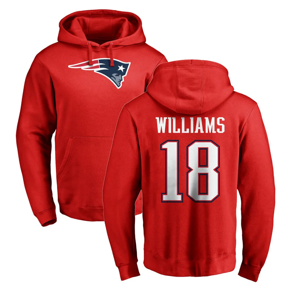 Tlead NE.Patriots #18 Kyle Williams Player Red LOGO Pullover Hoodies Home Game Stitched Jerseys