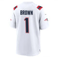 Tlead NE.Patriots #1 A.J. Brown Player White Home Game Stitched Jerseys