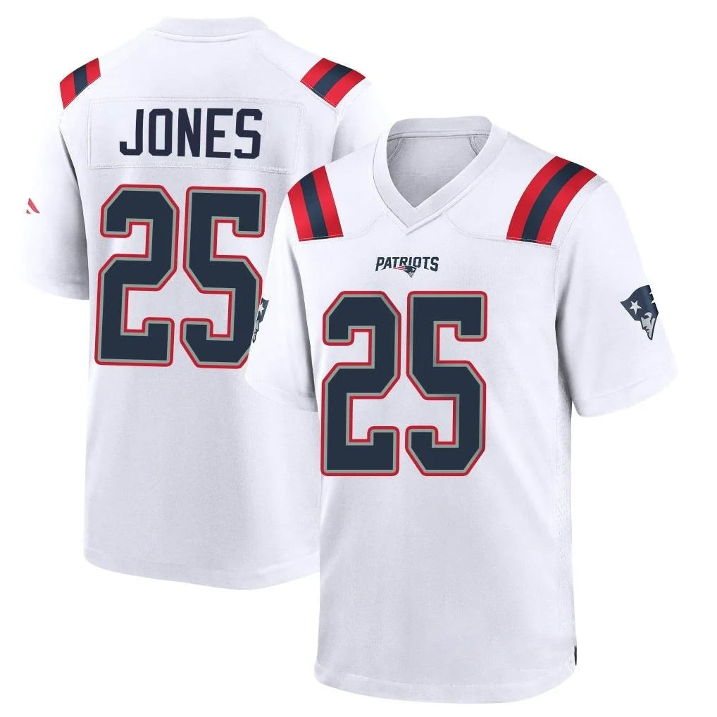 Tlead NE.Patriots #25 Marcus Jones Player White Home Game Stitched Jerseys