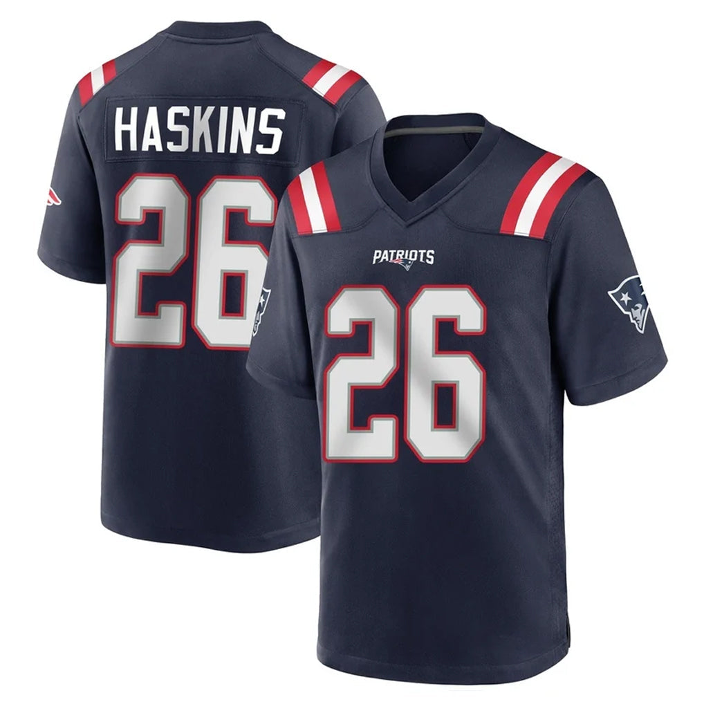 Tlead NE.Patriots #26 Hassan Haskins Navy Home Game Stitched Jerseys