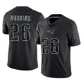 Tlead NE.Patriots #26 Hassan Haskins Player Black Reflective LImited Home Game Stitched Jerseys