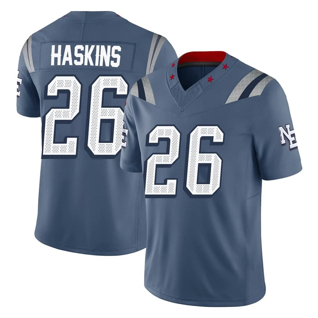 Tlead NE.Patriots #26 Hassan Haskins Player Blue Limited Rivalries Collection Home Game Stitched Jerseys