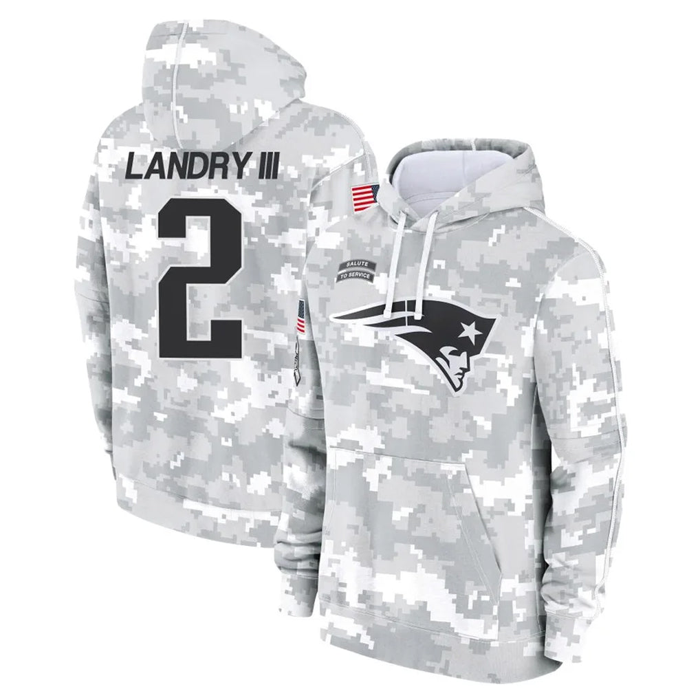 Tlead NE.Patriots #2 Harold Landry III Player Arctic Camo Salute to Service Pullover Hoodies Limited Game Stitched Jerseys