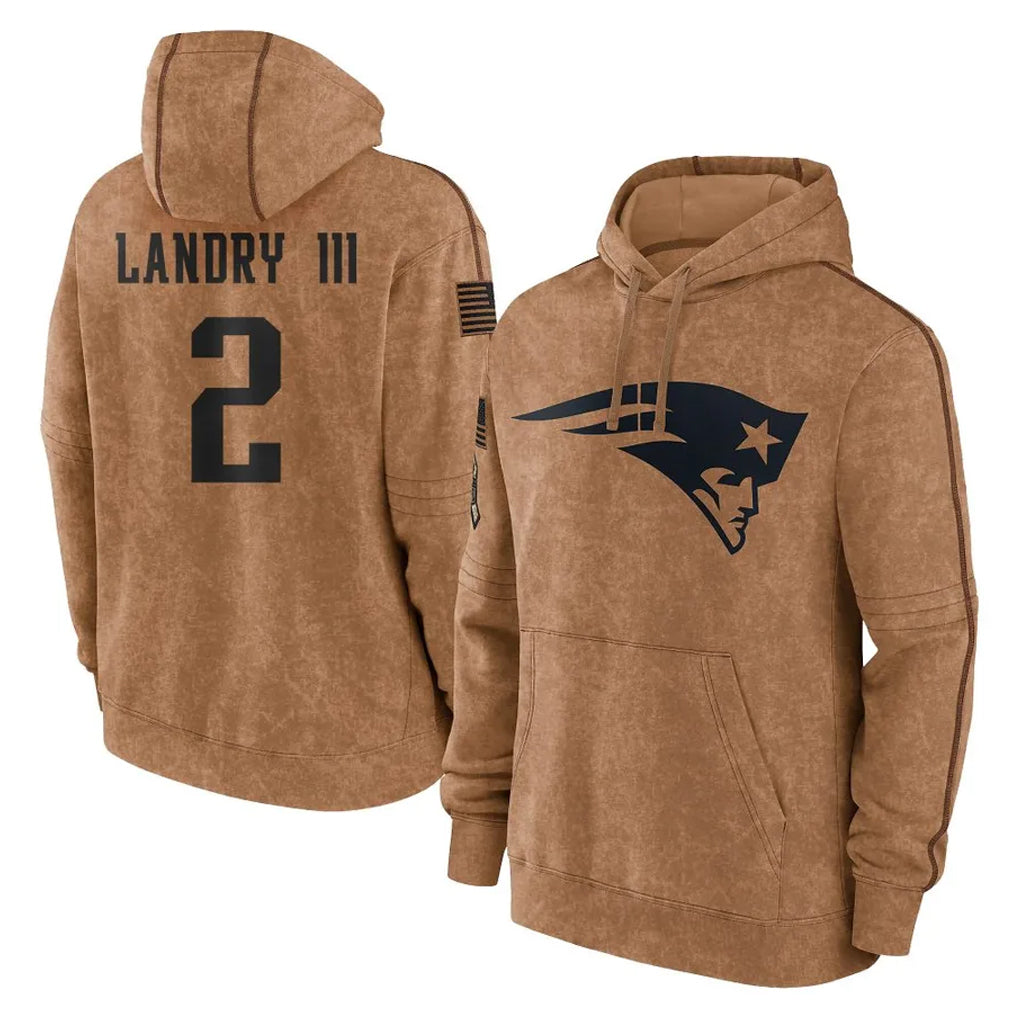 Tlead NE.Patriots #2 Harold Landry III Player Brown Salute to Service Pullover Hoodies Limited Game Stitched Jerseys