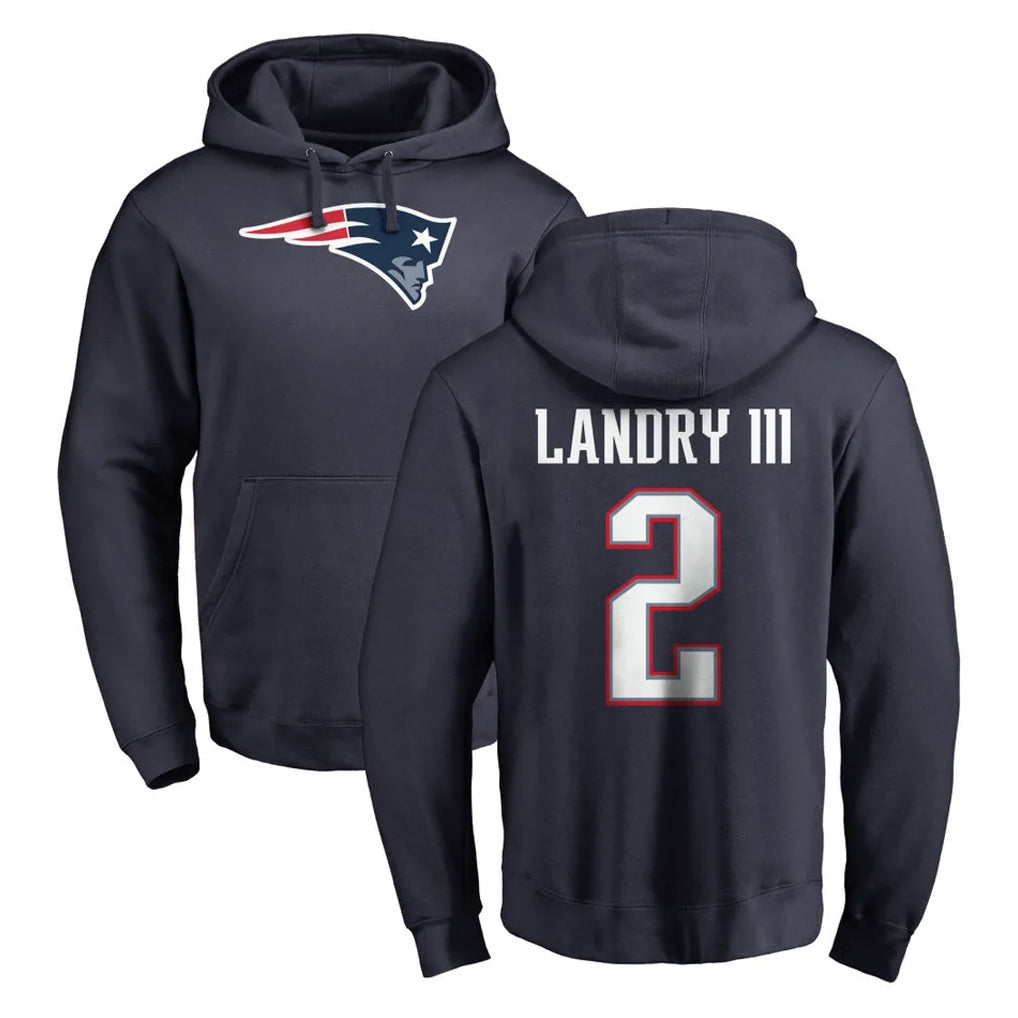 Tlead NE.Patriots #2 Harold Landry III Player Navy LOGO Pullover Hoodies Home Game Stitched Jerseys