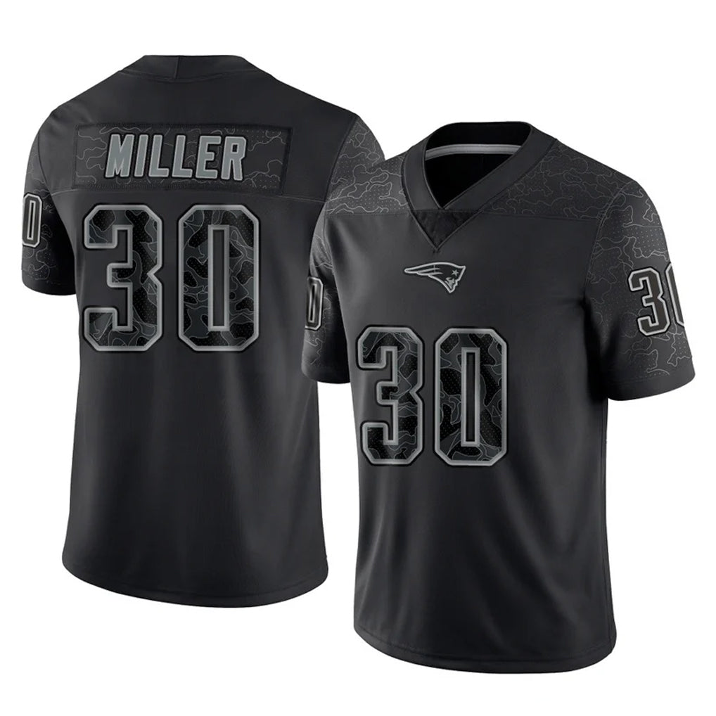 Tlead NE.Patriots #30 Jam Miller Player Black Reflective LImited Home Game Stitched Jerseys