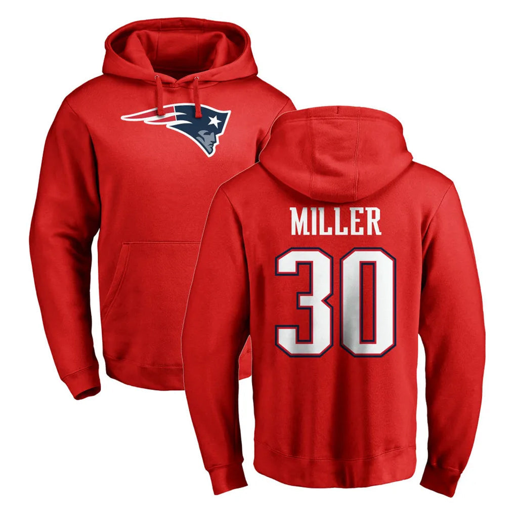 Tlead NE.Patriots #30 Jam Miller Player Red LOGO Pullover Hoodies Home Game Stitched Jerseys