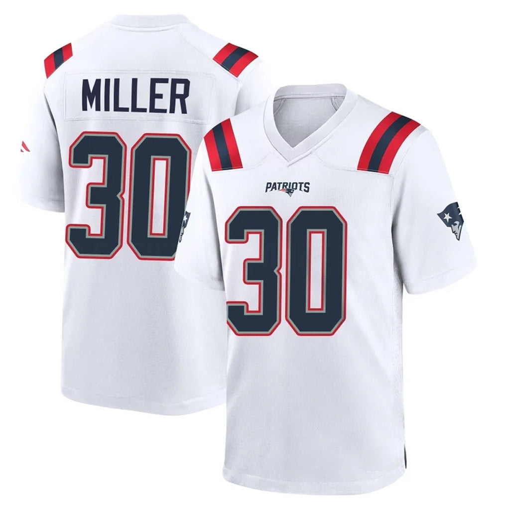 Tlead NE.Patriots #30 Jam Miller Player White Home Game Stitched Jerseys