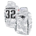 Tlead NE.Patriots #32 TreVeyon Henderson Player Arctic Camo Salute to Service Pullover Hoodies Limited Game Stitched Jerseys