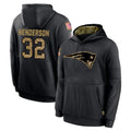 Tlead NE.Patriots #32 TreVeyon Henderson Player Black Salute to Service Hoodies Limited Game Stitched Jerseys