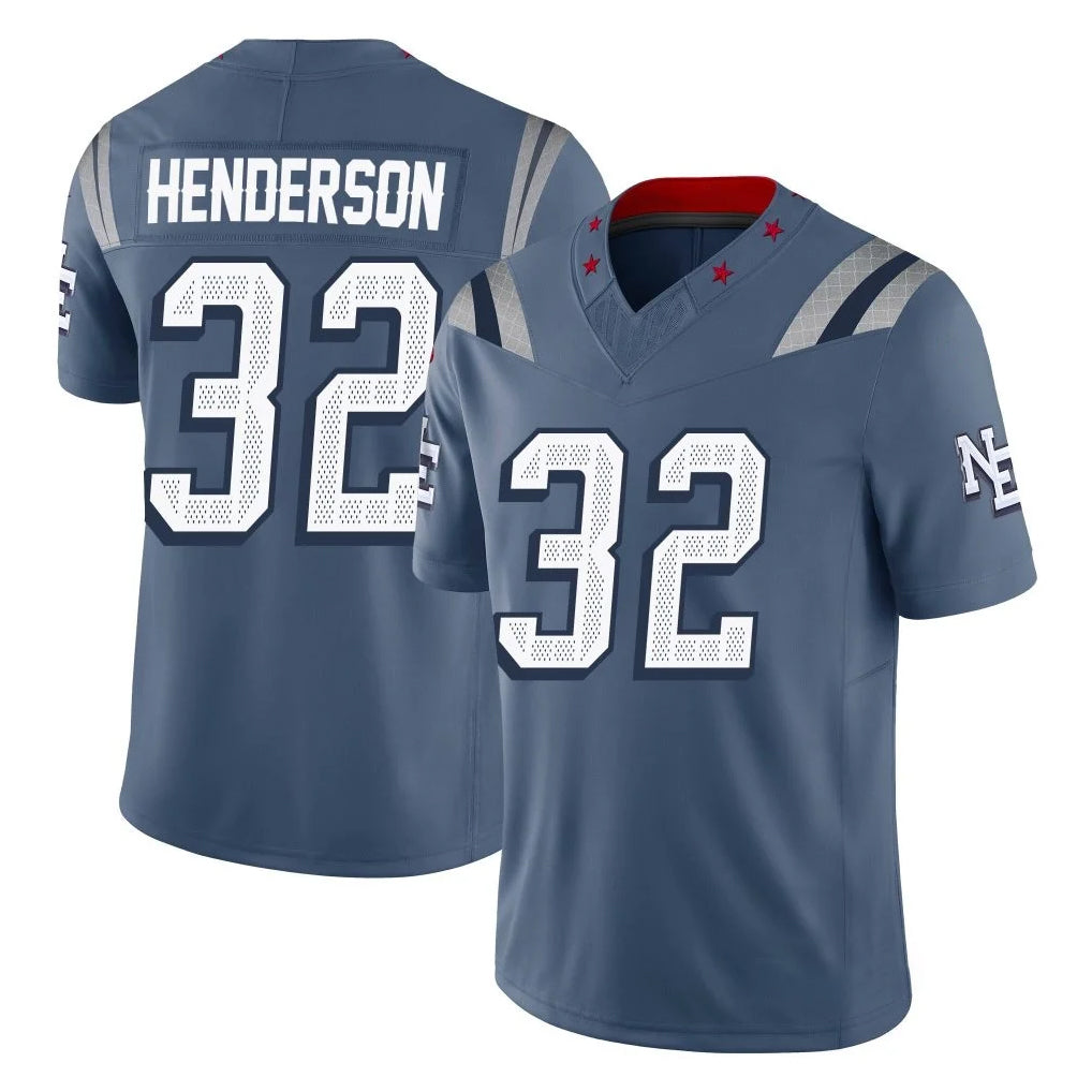Tlead NE.Patriots #32 TreVeyon Henderson Player Blue Limited Rivalries Collection Home Game Stitched Jerseys