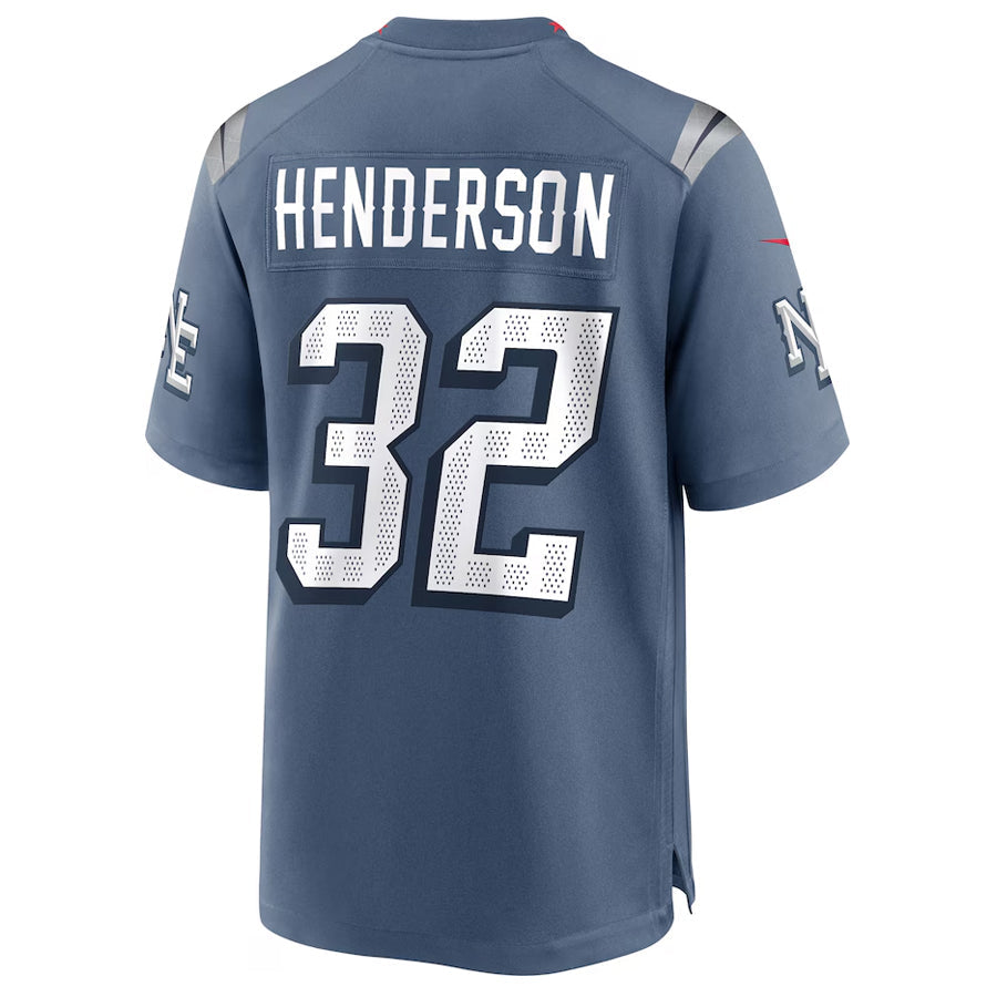 Tlead NE.Patriots #32 TreVeyon Henderson Player Storm Blue Rivalries Collection Game Stitched Jerseys