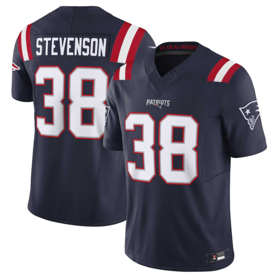 Tlead NE.Patriots #38 Rhamondre Stevenson Navy Vapor F.U.S.E. Limited American Stitched Jerseys