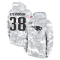 Tlead NE.Patriots #38 Rhamondre Stevenson Player Arctic Camo Salute to Service Pullover Hoodies Limited Game Stitched Jerseys