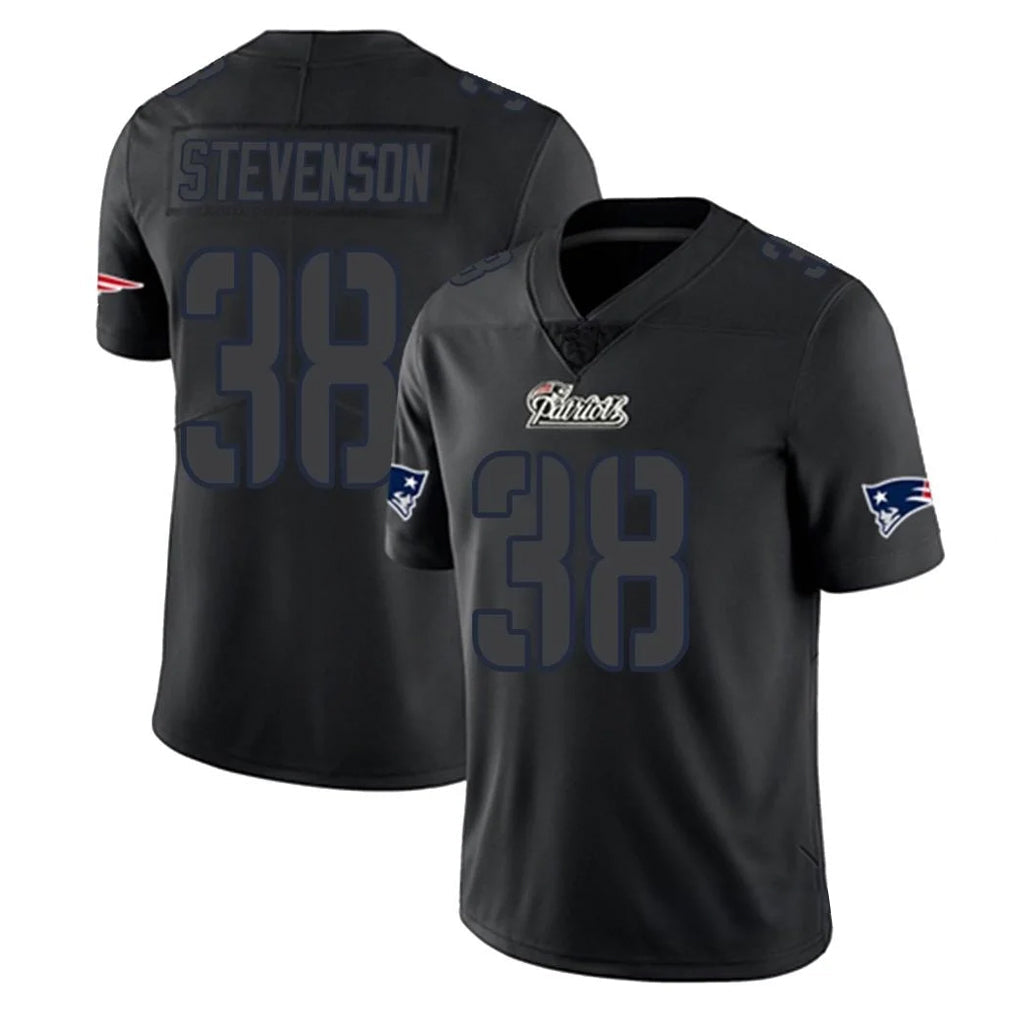 Tlead NE.Patriots #38 Rhamondre Stevenson Player Black Impact LImited Home Game Stitched Jerseys